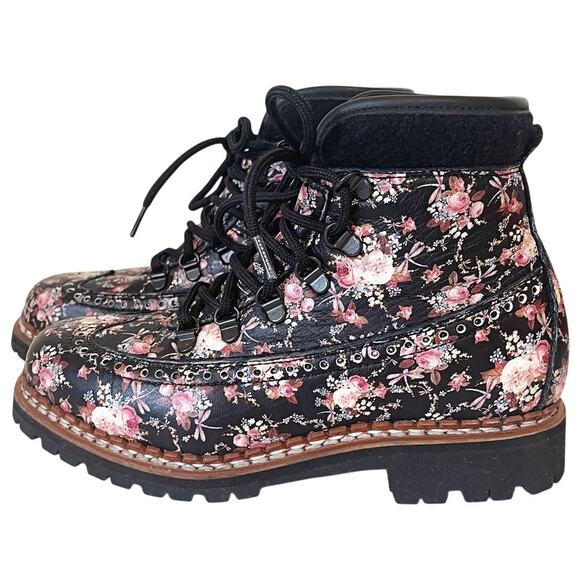 TABITHA SIMMONS Bexley Floral Print Leather Combat Boots Size 7.5 - Picture 7 of 14